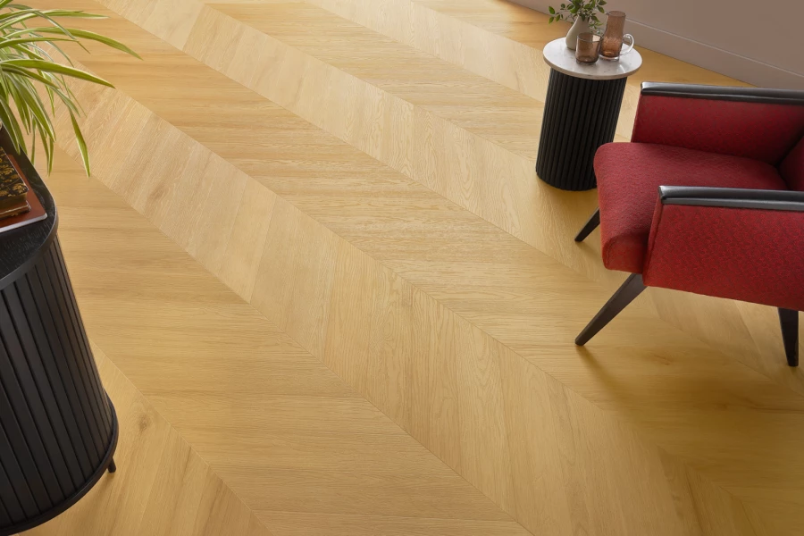 Rigid Klick-Vinyl Chevron-Fischgräten Virgin Oak 45°